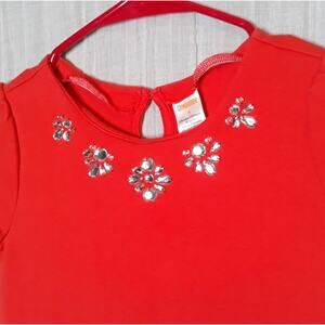 Gymboree Girls 8 Dress Drop Waist Red‎ Orange Rhinestone Neck Line